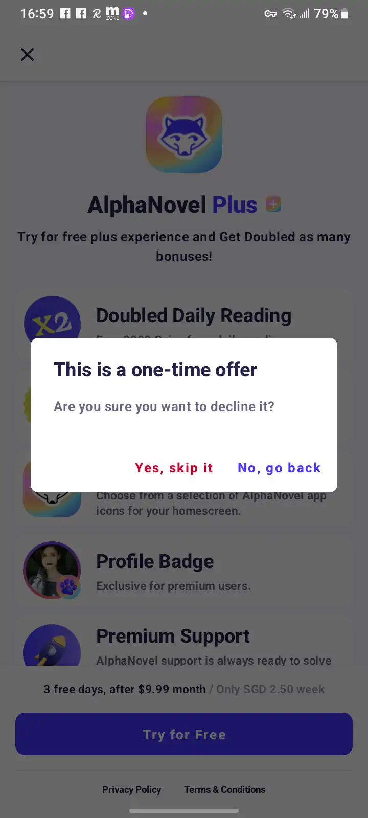 Alphanovel 订阅会员页 挽留弹窗_2023 12 02