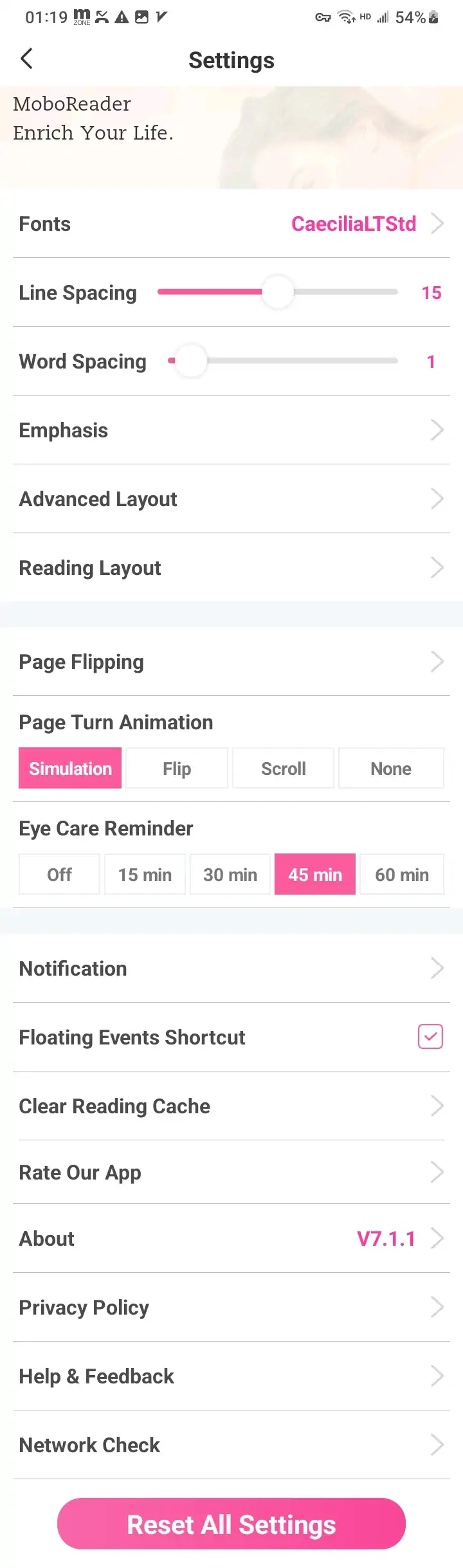 MoboReader 设置 阅读设置_2023 12 29